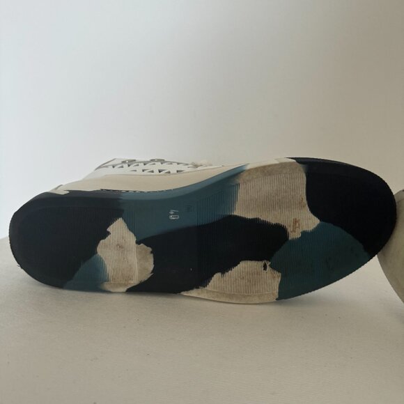 Free People Connor Hi Top Blue and White Laser Cut and Studded Sneaker Size 40 - Picture 8 of 11